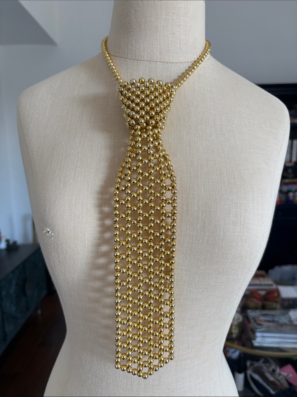 Gold beaded necktie